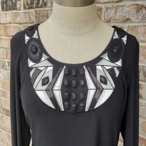 Embellished WHBM Long Sleeves Black Dress Size M